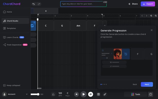 Screenshot of chordchord.com