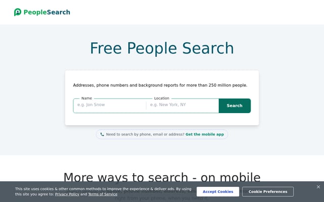 Screenshot of peoplesearch.com