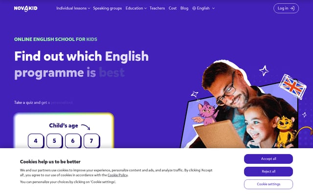 Screenshot of novakidschool.com