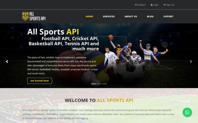 Screenshot of allsportsapi.com