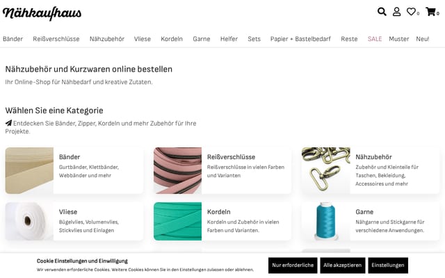 Screenshot of naehkaufhaus.de