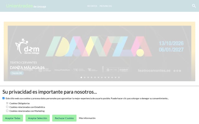Screenshot of unientradas.es