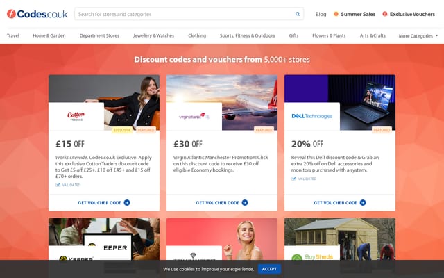 Screenshot of codes.co.uk