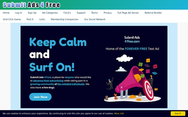 Screenshot of submitads4free.com