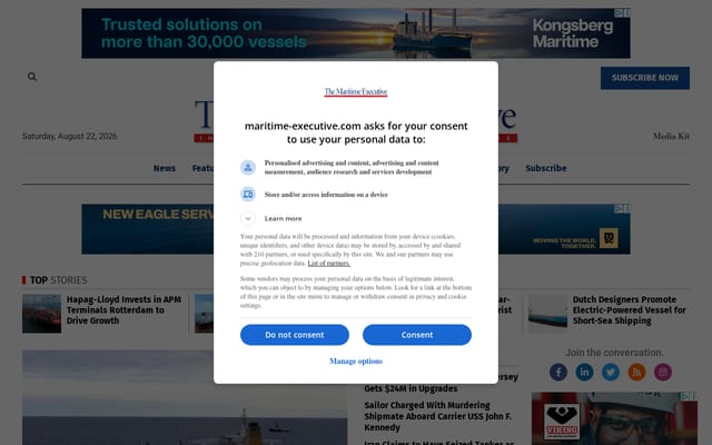 Screenshot of maritime-executive.com