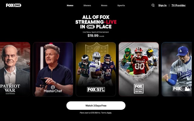 Screenshot of fox.com