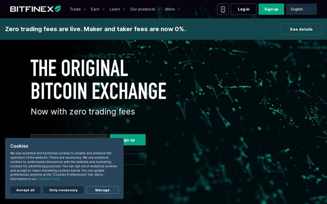 Screenshot of bitfinex.com