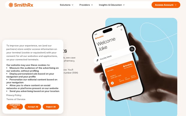Screenshot of mysmithrx.com