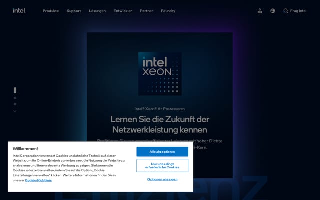 Screenshot of intel.com