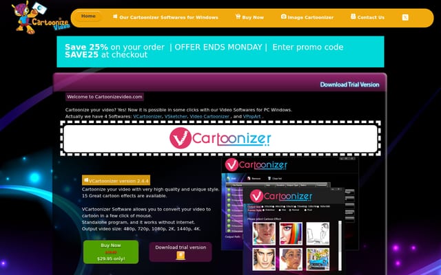 Screenshot of cartoonizevideo.com