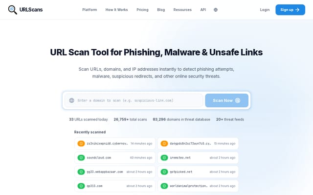 Screenshot of urlscans.com