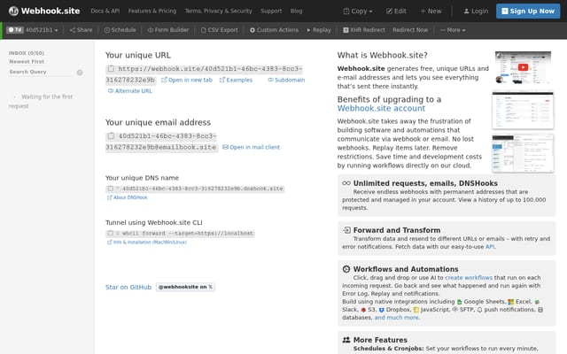 Screenshot of webhook.site