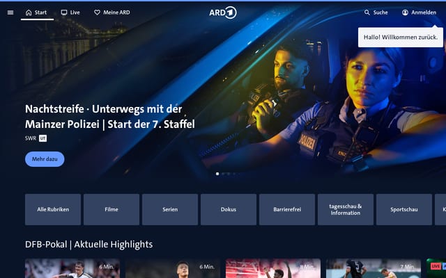 Screenshot of ardmediathek.de