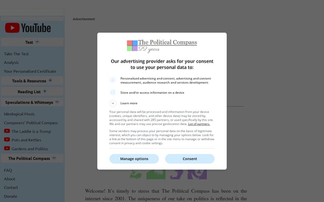 Screenshot of politicalcompass.org