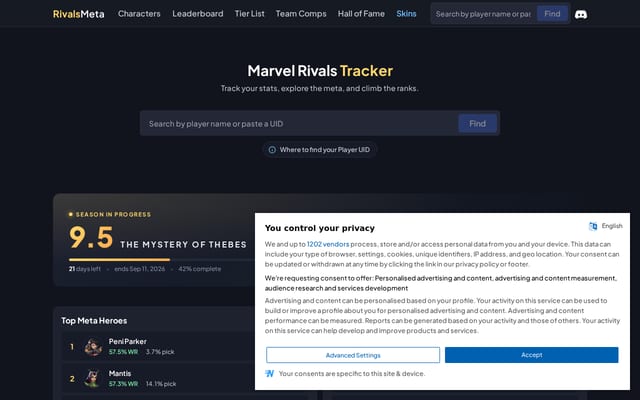 Screenshot of rivalsmeta.com