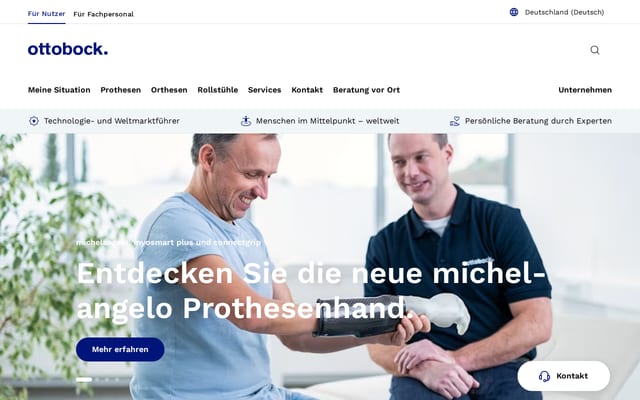 Screenshot of ottobock.com