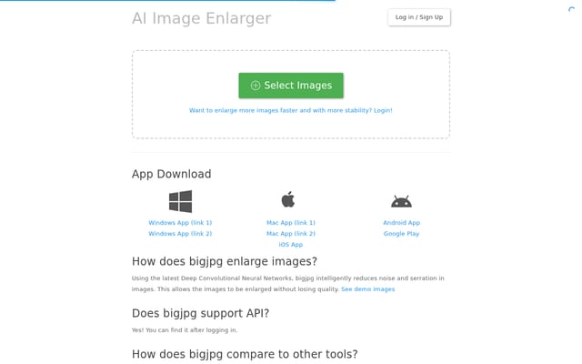 Screenshot of bigjpg.com