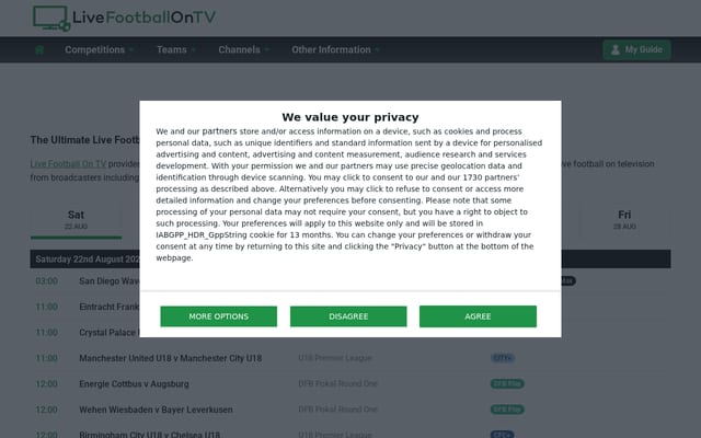 Screenshot of live-footballontv.com