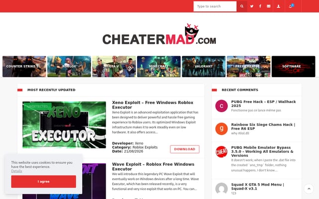 Screenshot of cheatermad.com