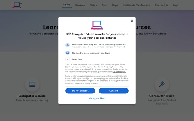 Screenshot of stpcomputereducation.com