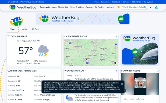 Screenshot of weatherbug.com