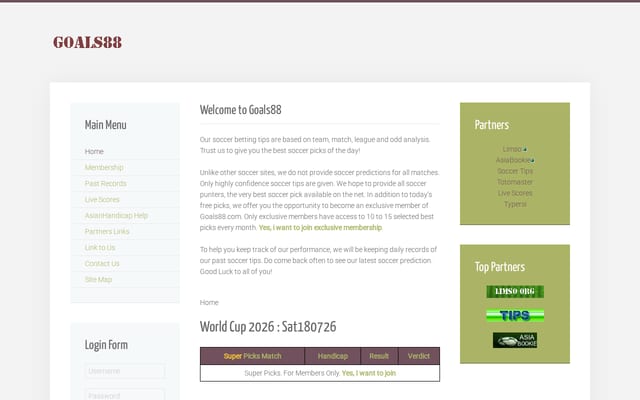 Screenshot of goals88.com