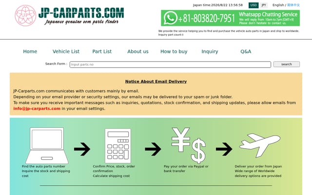 Screenshot of jp-carparts.com
