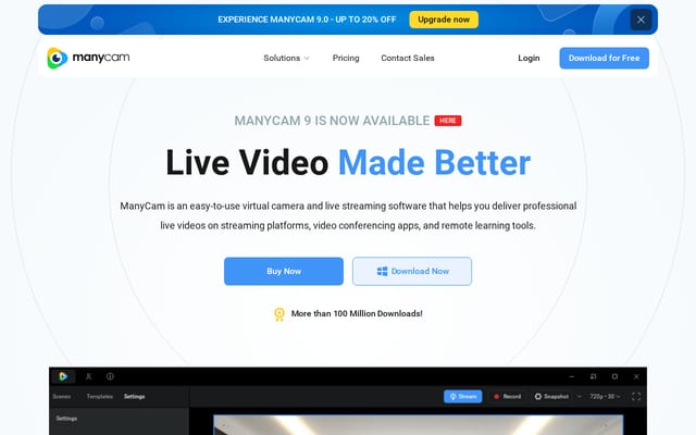 Screenshot of manycam.com