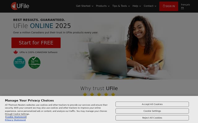 Screenshot of ufile.ca