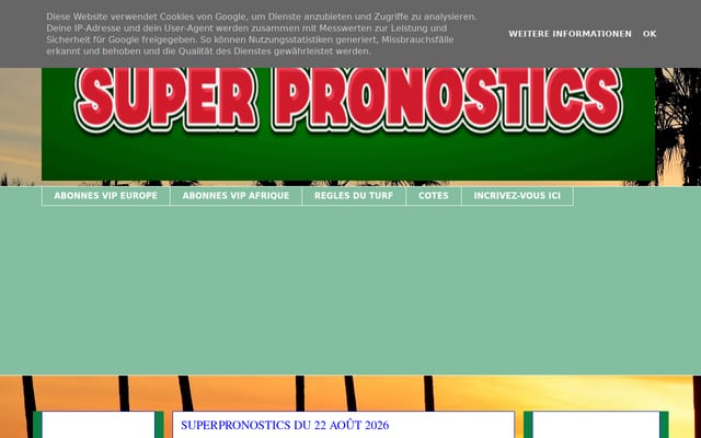 Screenshot of superpronostics.blogspot.com