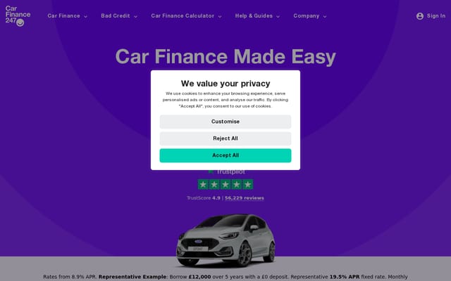 Screenshot of carfinance247.co.uk