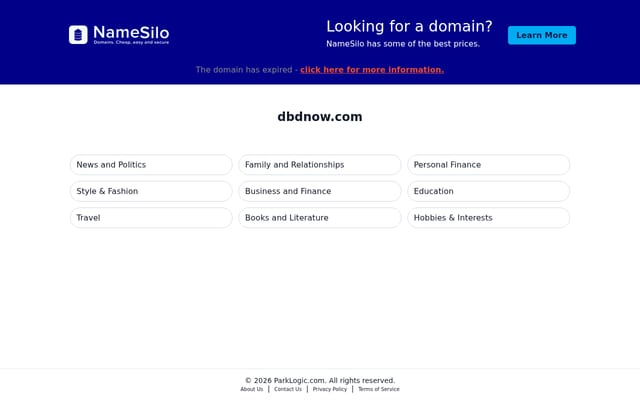 Screenshot of dbdnow.com