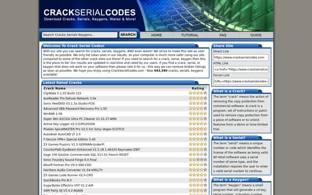 Screenshot of crackserialcodes.com