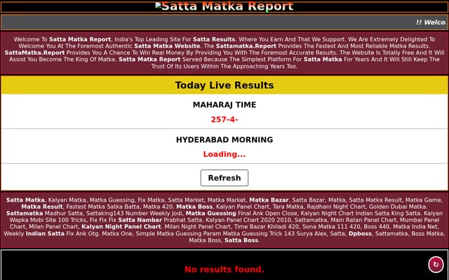 Screenshot of sattamatka.report