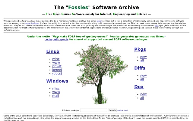 Screenshot of fossies.org