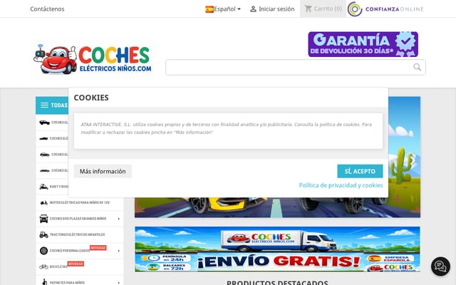 Screenshot of cocheselectricosninos.com