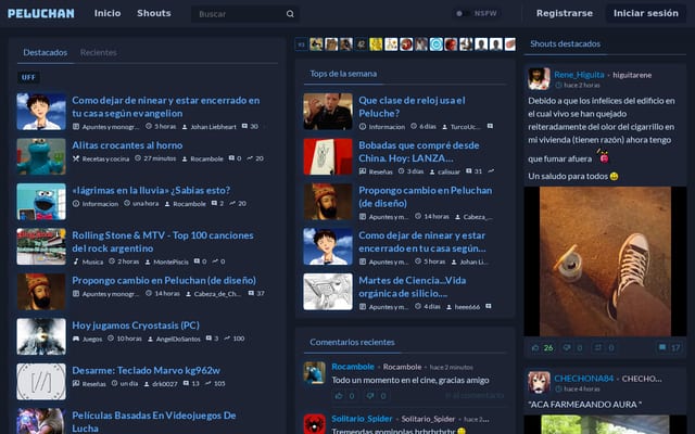 Screenshot of peluchan.net