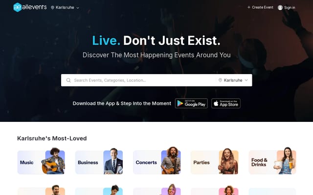 Screenshot of allevents.in