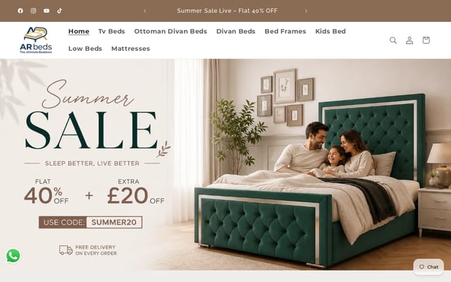 Screenshot of arbeds.co.uk