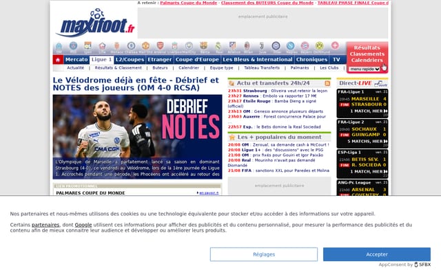 Screenshot of maxifoot.com