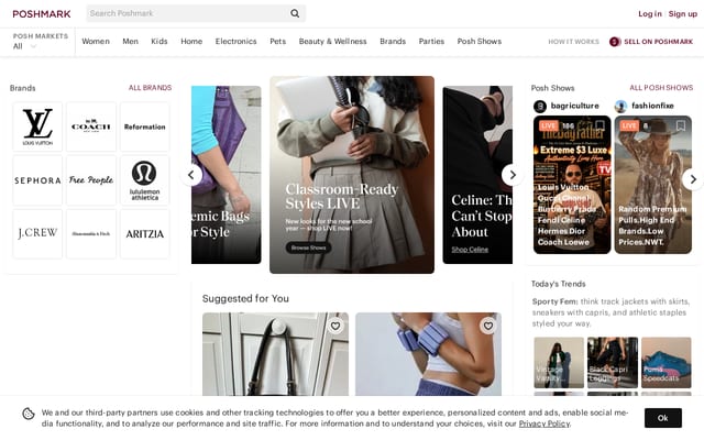 Screenshot of poshmark.com