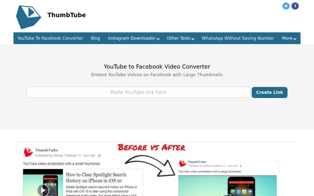 Screenshot of thumbtube.com