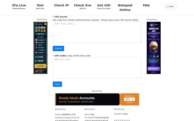Screenshot of 2fa.live