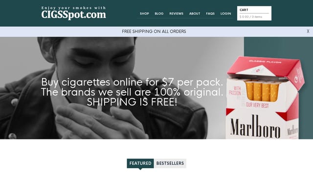 Screenshot of cigsspot.com