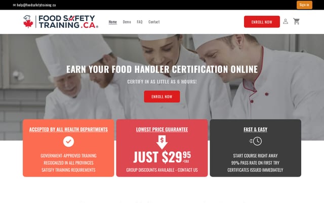 Screenshot of foodsafetytraining.ca