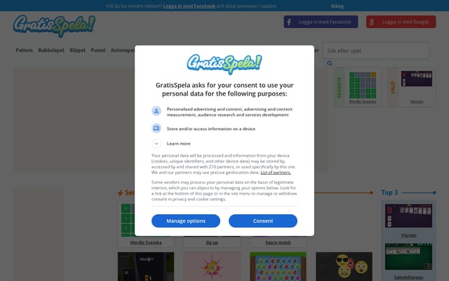 Screenshot of gratisspela.se