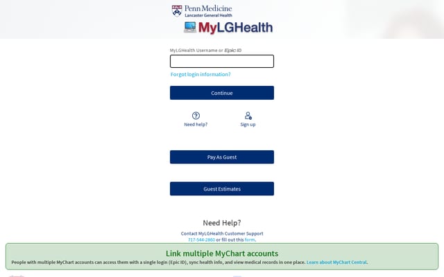 Screenshot of mylghealth.org