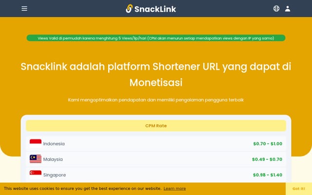 Screenshot of snacklink.co