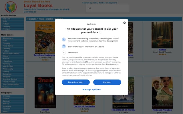 Screenshot of loyalbooks.com