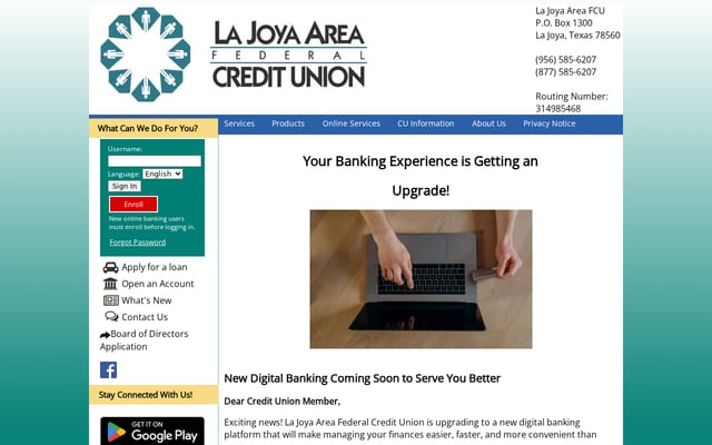 Screenshot of lajoyacreditunion.coop